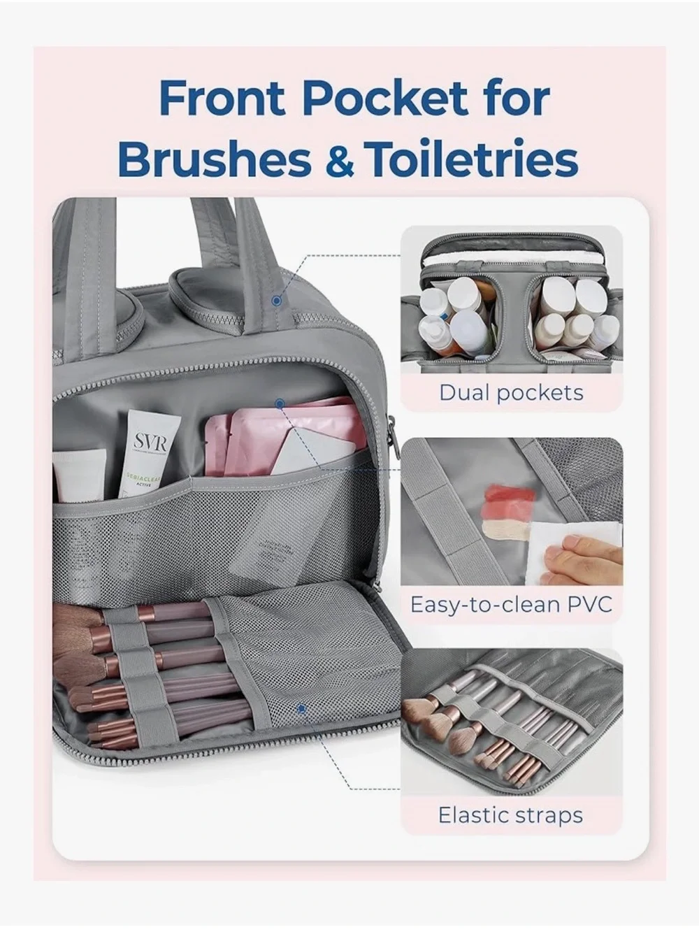NWT Bagsmart Zora Spacesaver 4-in-1 Multifunctional Toiletry Bag - Gray